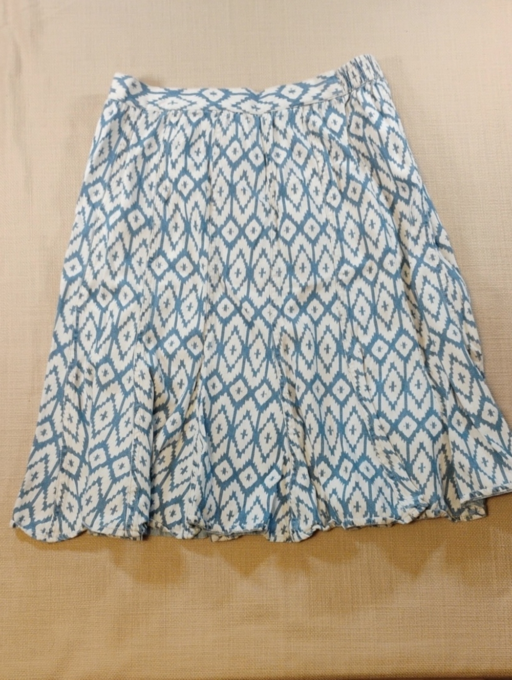 Women's Size Medium Hannah Blue and White A-Line Patterned Skirt